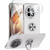 ANFAIRLACE Cover Compatibile con OnePlus 13, Custodia Metallo Magnetica Anello 360 Supporto Trasparente Silicone Chiaro Case, Argento