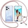 ISOI Cover con Cordino per Oppo Reno 15 5G, Custodia Trasparente con Collana Tracolla Laccio Collo Ultra Sottile Morbido TPU Silicone Antiurto AntiGraffio Case, Rosa