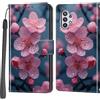 Haninsuze Cover per Samsung Galaxy A32 5G, Custodia Interno TPU Antiurto Portafoglio con Disegni [schede Fessura] [Supporto Stand] Cover Libro in PU Pelle (Fiore di pesco)