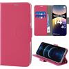 N NEWTOP Cover Compatibile con Redmi Note 14 PRO 4G, HQ Lateral Custodia Libro Flip Chiusura Magnetica Portafoglio Simil Pelle Stand Protezione Completa Case TPU Anti Urto Guscio Base Porta (Fucsia)