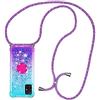 HongMan Custodia con Cordino per Samsung Galaxy A51, Liquid Quicksand Cover con Collana Practical Stylish, Trasparente Silicone Glitter Liquido Antiscivolo Case per Cellulare Girocollo