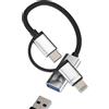 HOYULLI Adattatore USB C Lightning A USB-A 3.0 (2in 1) Connettore Cavo OTG Femmina Per iPhone 16 15 14 Adapter Per Apple Per iPad Compatibile Con Samsung Mac Chiave Tipo C Maschio Jack Fotocamera
