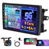 Hikity 8 Core 4+64G Hikity Android Autoradio Carplay per Toyota Auris 2006-2011 con Wireless Android Auto, 10.1 Pollici IPS Touch Screen con Navigatore GPS Bluetooth WiFi FM/RDS DSP Retrocamera