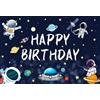 SDOTPMT 7x5ft Buon compleanno Polyester Backdrop Astronaut Planets Outer Space Backgrounds Universo Starry Sky Backgrounds per Bambini Compleanno Party Decor Baby Shower Props