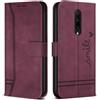 Bravoday Cover per OnePlus 7T PRO/OnePlus 7 PRO, Flip Custodia in Pelle PU con Slot per Schede, Portafoglio Custodia per OnePlus 7T PRO/OnePlus 7 PRO, Vino Rosso