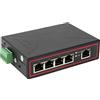 PUSOKEI Switch per Guida DIN Fast Ethernet Industriale a 5 Porte, 5 Porte RJ45 10/100M, Alimentazione Ridondante a Doppio Ingresso di Alimentazione, Switch di Rete per Montaggio su Guida DIN (-40℃~85℃)
