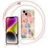 Saqmkil Cover con Cordino per iPhone 15 6,1, Aesthetic Conchiglie Disegni Ragazze Custodia con Tracolla Laccio CollanaCollo Corda, Morbido TPU Bumper Silicone Antiurto Protettiva Case, Rosa