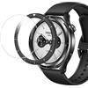 RuenTech Bezel e vetro protettivo compatibile per Xiaomi Watch S3/S4, anello lunetta antigraffio copertura in acciaio inox per Xiaomi Watch S3/S4 accessori (nero, incisione)