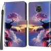 Haninsuze Cover per Xiaomi Redmi Note 9S / Note 9 Pro/Note 9 Pro Max, Custodia Interno TPU Antiurto Portafoglio con Disegni [schede Fessura] [Supporto Stand] Cover Libro in PU Pelle (albero rosa)