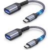 JSAUX Adattatore USB C a USB [2 pezzi], OTG USB tipo C a USB, cavo adattatore compatibile con iPhone 16 Pro Max/15 Pro Max, iPad Pro, MacBook Pro/Air, Galaxy S24/S23/S22 Ultra-grigio