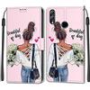 SIENIANLINE Cover per Huawei P Smart 2019 PU Pelle Custodia Flip Donna