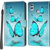 Haninsuze Cover per Honor 10 Lite/Huawei P Smart 2019, Portafoglio PU Pelle, farfalla