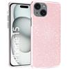 N NEWTOP 3in1 Cover Compatibile Apple iPhone 15, Custodia Case GLITTER Brillantini Paper Interno Bling TPU + PC Flessibile Morbida Case Posteriore Lucida Protezione Fotocamera (Fucsia)