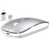 Qxvnm Mouse wireless Bluetooth (USB 2,4 GHz + Bluetooth 5.2 + adattatore USB-C ) mouse wireless ricaricabile per MacBook Pro/Air/Mac/Tablets/Laptop/Chromebook/Computer/Android Tablet (argento)