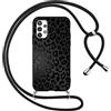 Foonary Cover con Cordino per Samsung Galaxy A32 5G 6,5, Custodia con Laccio Collana Tracolla Aesthetic Disegni Silicone Necklace Regolabile Protettiva Corda Case per Samsung A32 5G, Leopardata