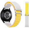FiiMoo Nylon Cinturino Compatibile con Garmin Venu 3/Venu 2/Garmin Forerunner 265/Forerunner 965/255, 22mm Ricambio Cinturino, Regolabile Nylon G-Hook Cinturini per Garmin Vivoactive 4-Bianco+Giallo