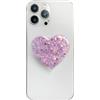 AOWVUTS Porta Cellulare da Dito Supporto di Alta Qualità con Cuore in Paillettes Telefono Supporto Base e Impugnatura Estensibili Supporti Accessori per Smartphone e Tablet (Viola)