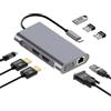 MMOBIEL Hub da USB-C a Doppio HDMI - Adattatore 8-in-1 USB-Hub e 100W PD - Docking Station per USB 3.0, 2x USB 2.0, 2x HDMI, VGA, PD e ETH - Triplo display per laptop, smartphone ecc. - Alluminio