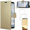 ebestStar - Cover Compatibile con Samsung S8 Galaxy Custodia Portafoglio Pelle PU Protezione Libro Flip, Dorato + Pacco da 2 Pellicole 3D, Copertura Integrale [Apparecchio: 148.9 x 68.1 x 8mm, 5.8'']
