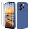YXKJ - Cover per Redmi Note 14 4G (Non per Note 14 5G), con 2 Pezzi Vetro Temperato, Custodia Silicone Liquido con Morbida Microfibra, [Tocco Setoso] [Antiurto] [AntiGraffio] - Blu