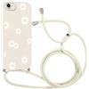 Coalbooliy Custodia con Cordino per iPhone 17e/iPhone 16e 6,1 Cover del Modello Fiore Bianco con Laccio Collana TPU Bumper Silicone Antiurto Protettivo Case Regolabile Cellulare Girocollo, 05