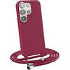 MyGadget Cover per Samsung Galaxy S23 Ultra - Custodia con Corda - Case con Cordino Opaca Antiurto/Bumper con Laccio/Tracolla - Practical Stylish per Collo Bordeaux