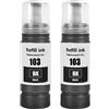 SHUOLEI 103 Inchiostro Compatibile con Epson 103 Flaconi di Inchiostro Multipack per L1110 L1210 L1250 L3100 L3101 L3110 L3111 L3116 L3150 L3151 L3156 L3160 L3210 L3211 (2-Pack, Nero×2)