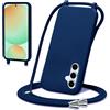 BAFUGU Cover Compatible con Samsung Galaxy S24 FE con Cordino Custodia con Laccio Collana Tracolla Collo Liquido Silicone Antiurto TPU Antiurto AntiGraffio Case - Blu