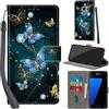 PHINIENLAND Cover per Samsung Galaxy S7 PU Pelle Custodia Flip Farfalla