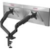 Duronic DM6A2 Supporto Doppio Monitor 13-32" Braccio Regolabile Gas Spring Supporto Schermo VESA 75 100 Perno Girevole 360° Inclinazione -90°/+85° Carico max 9kg per Braccio Ufficio PC Gaming