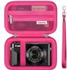 Supmay Custodia rigida per Canon PowerShot G7X Mark III/Mark II/ SX740 HS/SX730 HS, Sony ZV-1F/RX100, Ricoh GR III, Compatto 4K Vlogging piccole fotocamere con tasca mesh per la batteria, Rosso rosa