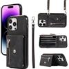 Asuwish Cover per iPhone 14 Pro con Cordino Laccio Portafoglio Pelle Porta Carte Supporto Protettivo Protezione TPU Silicone Rinforzata Antiscivolo i-Phone 14Pro i Phoenix Custodia Case Femmina Nero