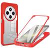 RonRun Cover per Xiaomi Redmi 14C, 360 Gradi Antiurto Custodia con Protezione Schermo Integrata Trasparente Rugged TPU Bumper Doppia Protettiva Cover per Xiaomi Redmi 14C - Rosso