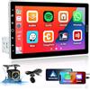 Hikity 10.1 Pollici Carplay Autoradio 1 Din con Schermo Rimovibile Touchscreen Stereo Auto Bluetooth con Android Auto FM Radio Mirror Link SWC USB MIC + Retrocamera