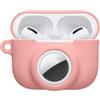 kwmobile Custodia 2 in 1 compatibile con Apple Airpods Pro 3 e AirTag - Cover Cuffie Bluetooth - Protezione in Silicone con Moschettone - rosa antico