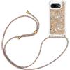 YAMCCCSE Custodia con Cordino per Google Pixel 9a,Liquid Quicksand Cover con Collana Practical Stylish,Silicone Liquido Antiscivolo Case per Cellulare Girocollo，D'oro