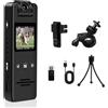Pudet Luo Body Cam con Audio e Video, Bodycam 1080P HD & Lente Rotante a 180° & 120° Ampio Angolo Mini Videocamera, Visione Notturna & Rotazione Automatica Telecamera Portatile