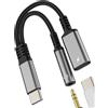 Aksenli Adattatore USB C a 3.5mm jack Cuffie(2in1)per iPhone 16 15 Pro Max Type C Cavo AUX Audio Ricarica Sdoppiatore Compatibile per Samsung Galaxy S25 S24 S23 per Apple Adapter per iPad Cavo Auto Accessori