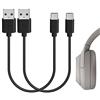 GEEKRIA Cavo di ricarica USB-C per cuffie, compatibile con Sony WH-1000XM6/1000XM5/1000XM4, ULT WEAR, WH-XB920N, WH-H910N, INZONE H5 (1ft/30cm 2Pack)