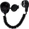 YINGAYOU Prolunga Schuko Spirale 16A 250V Schuko Cavo Elettrico a Spirale Presa IP44 per Uso Esterno o Interno, a Casa, in Ufficio (90 Gradi Nero, 0.6-1.5 m)
