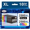 Jagute 10 Pack PGI-2500XL Cartucce d'inchiostro Compatibili con Canon PGI 2500XL | Compatibili con Canon Maxify MB5050 MB5150 MB5155 MB5350 MB5450 MB5455 iB4050 iB4150 (4 Nero,2 Ciano,2 Magenta,2 Giallo)