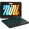 Earto Custodia per iPad mini 7 con tastiera, Smart Trackpad, 7 colori tastiera retroilluminata, girevole a 360°, compatibile con iPad mini 7/6 generazione 8,3 pollici, layout QWERTZ, nero