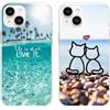 Mixroom - Cover Custodia Back case In TPU Silicone Morbido Per iPhone 13 MINI Fantasia Innamorati Al Mare 381 Life Is Short Live It+482 Gattini Innamorati Al Mare
