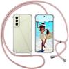 ISOI Cover con Cordino per Samsung Galaxy S21 FE, Custodia Trasparente con Collana Tracolla Laccio Collo Ultra Sottile Morbido TPU Silicone Antiurto AntiGraffio Case, Rosa