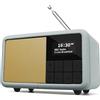 LEMEGA CR7 Mini DAB Radio portatile con Bluetooth (batteria fino a 12 ore di autonomia, FM, IPX4 impermeabile, custodia in legno, display OLED, cordino, doppia sveglia, timer di sonno, 40 preselezioni