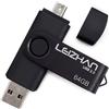 LEIZHAN Chiavetta USB 64GB,Flash Drive USB 2.0 OTG Memory Stick per Telefono Huawei Samsung Android Tablet Mac PC-Nero
