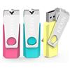 KEXIN Confezione da 3 chiavette USB 2.0 da 128 GB, chiavette di memoria USB 2.0, chiavette di memoria esterna per archiviazione dati con luce LED, per PC, laptop, tablet (128 GB, 3 colori: rosa