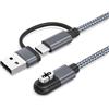 RUXELY 2-in-1 Cavo di Ricarica USB C per Shokz 1.2M 2-Pack,Caricatore per Cuffie AfterShokz,Cavo Magnetico USB per OpenRun Pro S810,Aeropex AS800,OpenRun Mini,Air S803,OpenComm 2 UC