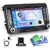 Motorsi Autoradio Motorsi 4+64G Android 15 per VW Passat Golf Touran Polo Skoda Seat Altea, Singolo DIN 7'' Stereo Radio, Bluetooth 5.0, iOS Carplay, Android Auto, EQ, GPS, WiFi, supporto DAB