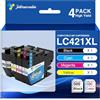 Jettruemedia LC421XL LC 421XL Cartucce Compatibili per Brother LC421 XL Multipack per DCP-J1050DW MFC-J1010DW DCP-J1140DW DCP-J1800DW (4-Pack, Nero Ciano Magenta Giallo)
